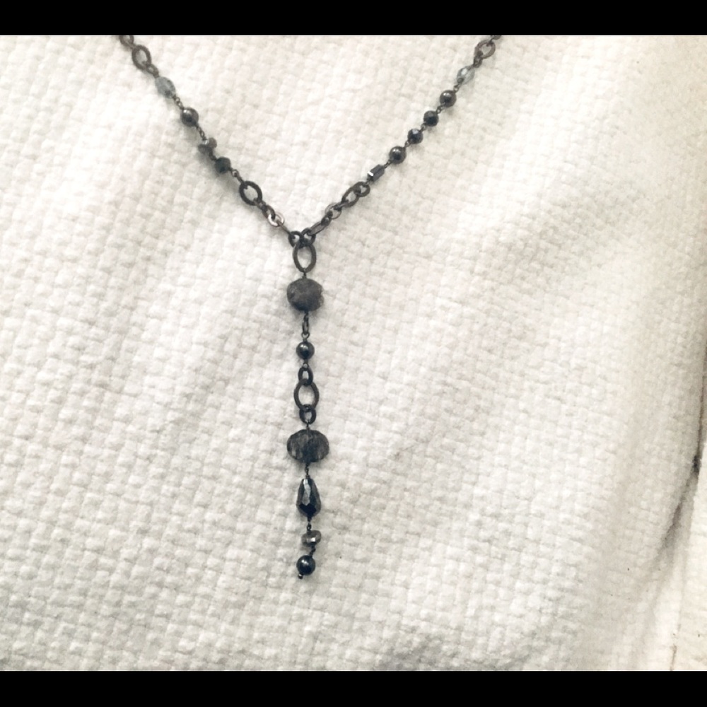 BRAND NEW Chan Luu Black Chain Necklace Crystals/Pearls